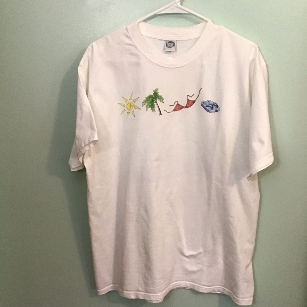 White Graphic Short Sleeve Tee - Casual Summer Icons